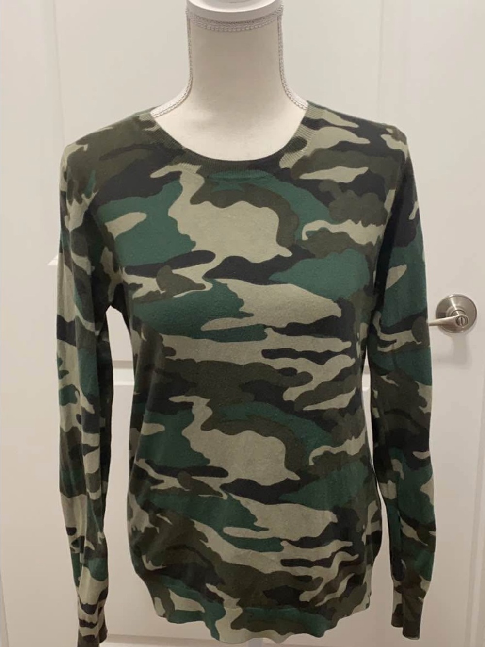 J. Crew Women's Camouflage Crewneck Sweater in Green & Olive